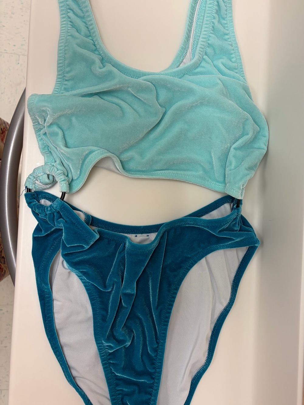 PINK Victoria's Secret Velvet One Piece Bathing Swimsuit in Aqua & Teal